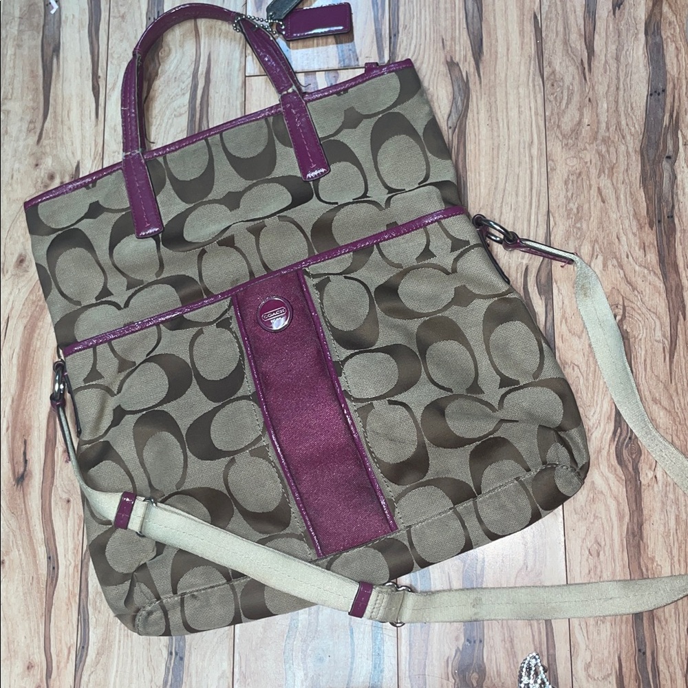 Coach Signature Stripe Foldover Tote